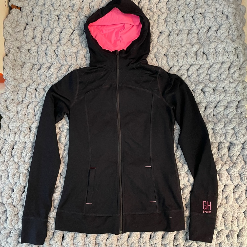 Gilly Hicks Sport Navy Jacket with Magenta Lining Details, Size Medium